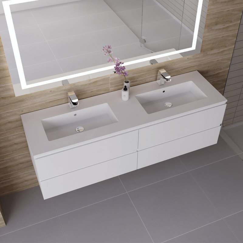 Armoire-lavabo 64 po DAX Pasadena avec vasque Matt Toscana, Blanc mat
