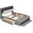 Wood Platform Queen Bed With Storage Headboard, 4 Drawers, Shoe Rack, Gray Tone Size Headboard Storage, Drawers & Rack Touch-1001838447
