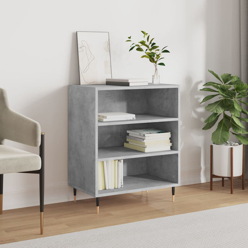 Manrey Bookcase, Concrete Grey, (3 Shelves) 70 cm H x 57 cm W x 35 cm D