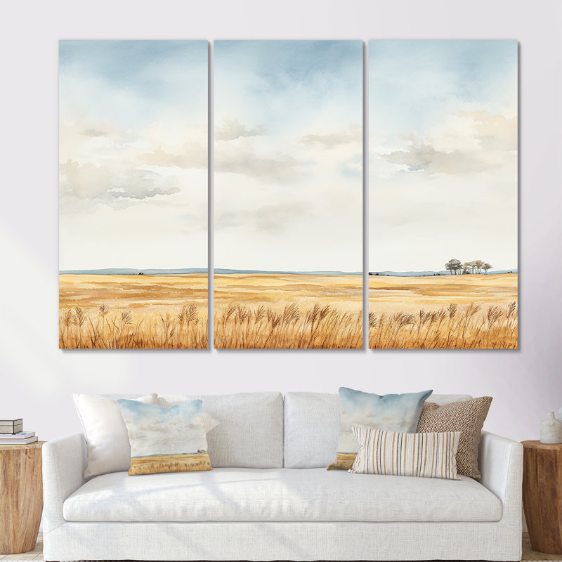 Prayies Endless Meadows Scenery Minimalisme III - ensemble d'art sur toile prairies, H 28 po x l 36 po x P 1 po, Toile tendue