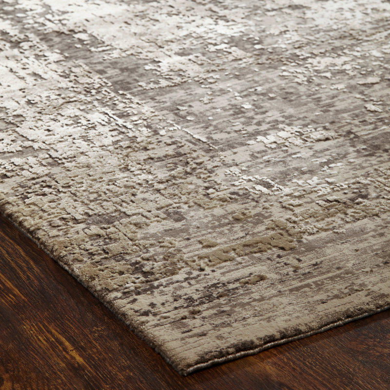 Tapis tissé à la machine Evgenii, Tapis de couloir 2 pi 6 po x 10 pi, Gray/Brown