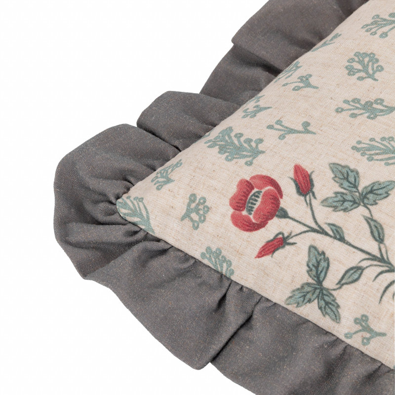 Floral Grey Square Pillow Cover