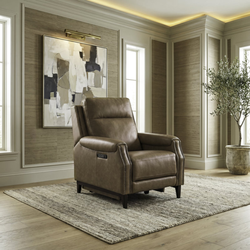 Fauteuil inclinable électrique Jodena, Beige Leather, Électrique - Bouton-poussoir
