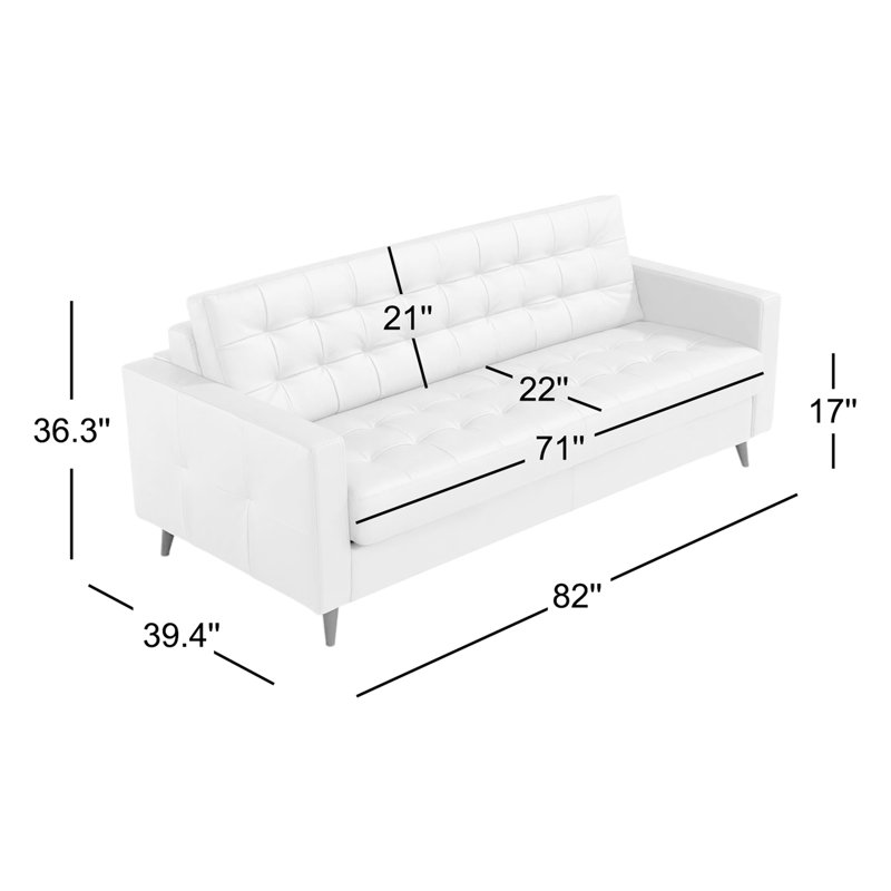 Beloit 82'' Leather Sleeper Sofa, Dark Blue Genuine Leather