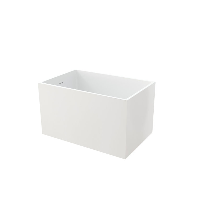 Baignoire autoportante brillante de 43 po, baignoire carrée confortable avec siège, haute et longue durée, conception spacieuse pour un emplacement flexible.