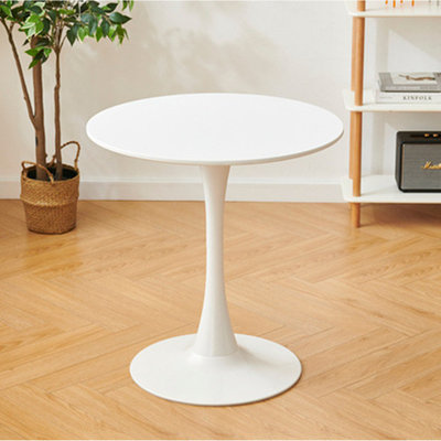 Table ronde blanche, table de salle à manger moderne, plateau en panneau de fibres à densité moyenne et table tulipe ronde en acier, table basse Mid-Century pour salon 24 pouces, table de salle à manger ovale, table basse