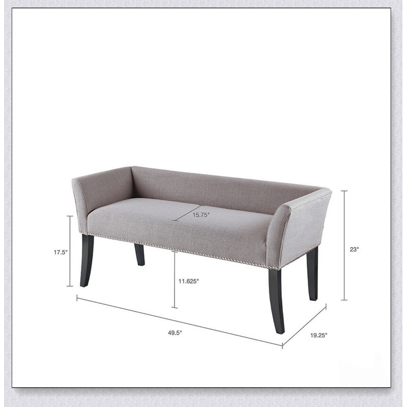 Élégant banc décoratif gris avec structure en bois massif et siège rembourré, parfait pour les vestibules et les salons, Gris