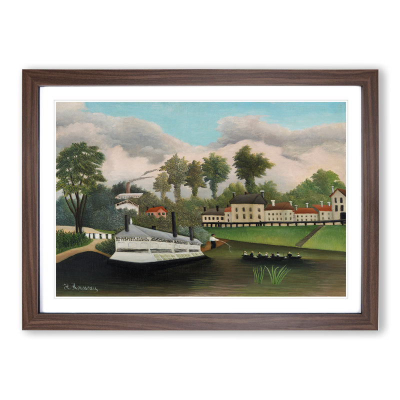The Laundry Boat by Henri Rousseau - Picture Frame Painting, Walnut, 48cm H x 65cm W x 2cm D