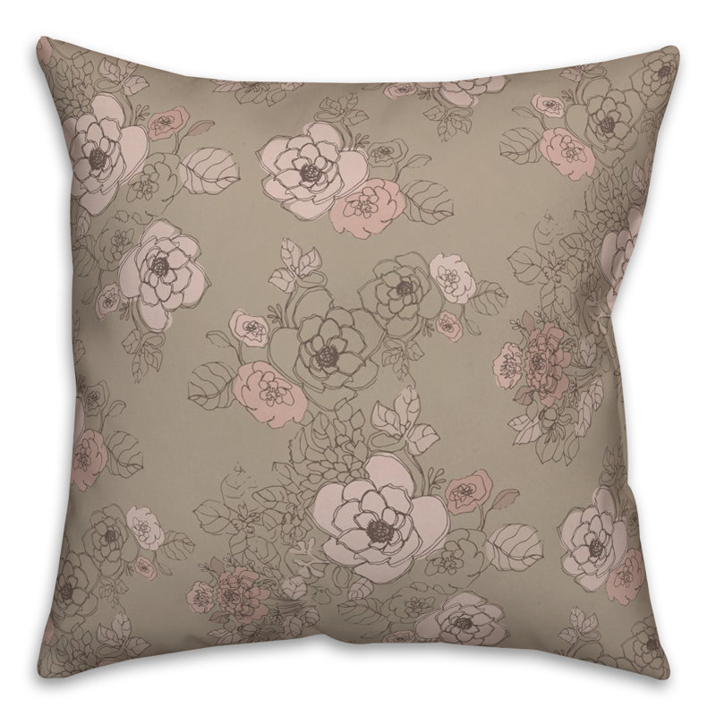 Floral Reversible Throw Pillow, Brown