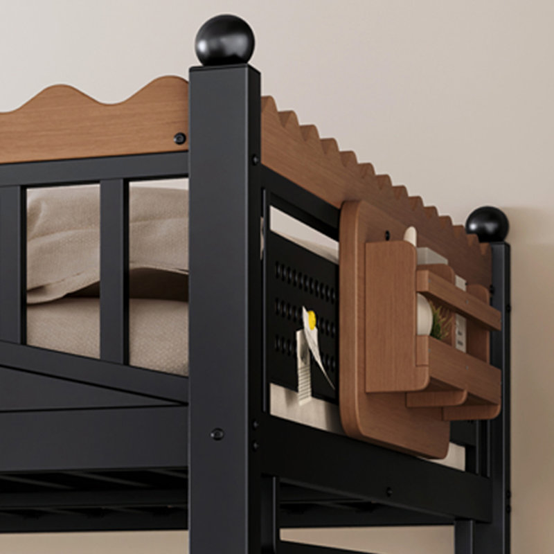 Queen Size Loft Bed with Storage Stairs and Hanging Rod for Kids Teens Adults, Metal Loft Bed Frame with Shelves and Organizer/High Guard Rails, Space-Saving and Easy Assembly/Climb, Black