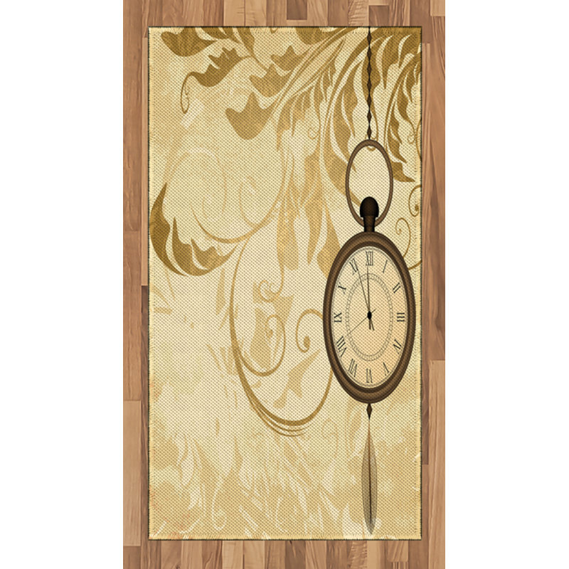 Clock Vintage High Density Long Fiber Poly Threads Decorative Area Rug Carpet, Rectangle 2'7" x 5'