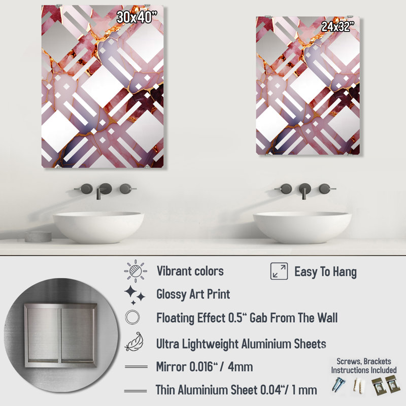 Elfride - Miroir mural décoratif en marbre abstrait MIR137831, 40 po x 30 po