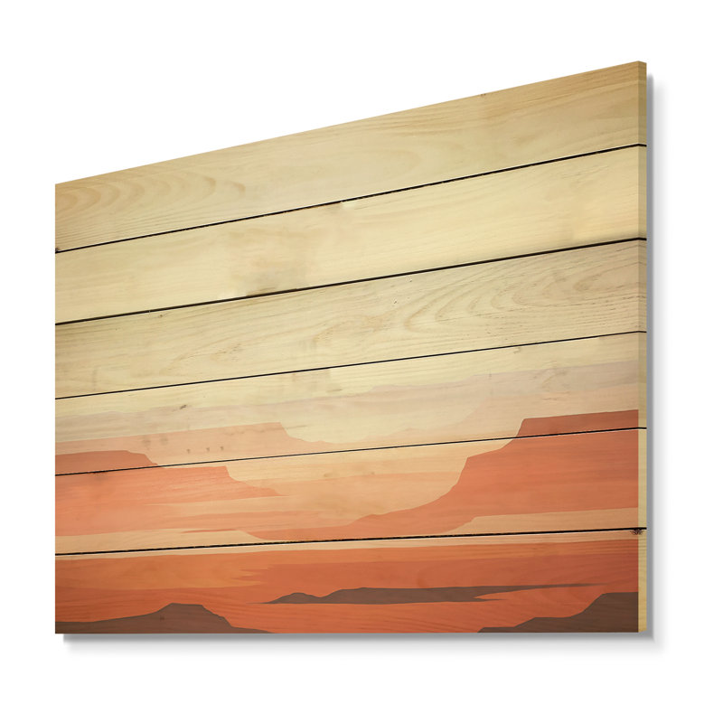 «Brown Minimalisme Canyon Calm I - Canyon», art mural sur bois de pin naturel, H 10 po x l 20 po
