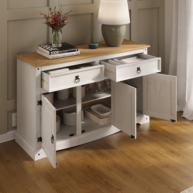Corona 51.97" Wide 2 - Drawer Sideboard, White Wash Stain/Antique Brown Stain