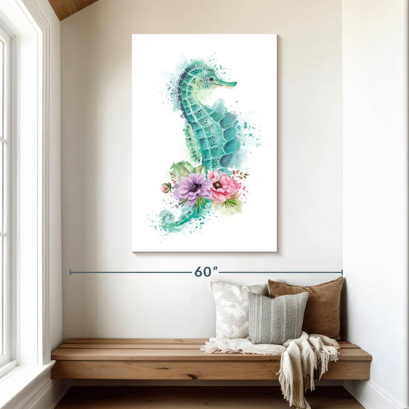 Green Seahorse Splash, 48" H x 32" W