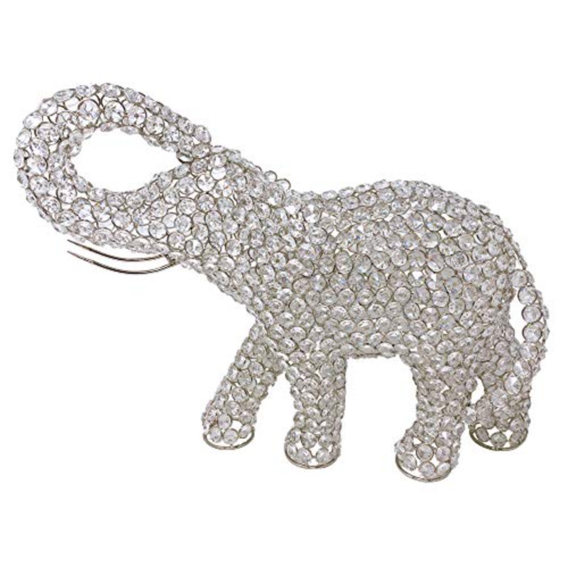 Cutshall 15" Silver Faux Crystal and Silver Tabletop Sculpture, 16.5" H x 21" W x 8" D