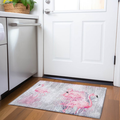 Premium Machine Washable Cerrito AMF197 Pink Rug