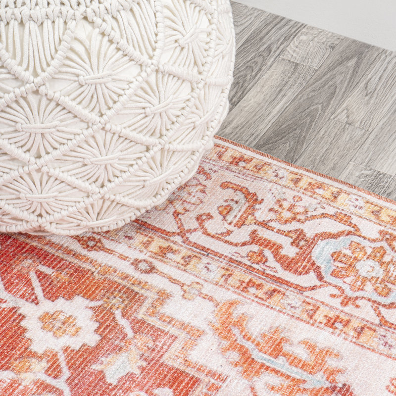 Tapis orange / crème Lesak, Rectangle 9 pi x 12 pi