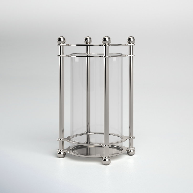 Chrome and Glass Tabletop Hurricane Candle Holder