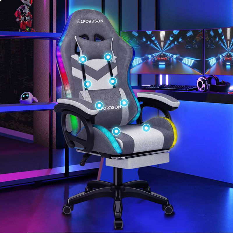 Metro Lane Adjustable Reclining Swiveling PC & Racing Game Chair, Grey