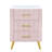 Upholstered Wooden Nightstand With 3 Drawers And Metal Legs&Handles, Bedside Table With Marbling Stickers Worktop-419460630