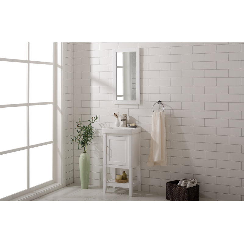 Grosso 17.5'' Single Bathroom Vanity with Ceramic Top, White