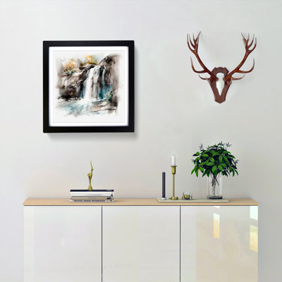 Waterfall Gestural Art - Framed Print