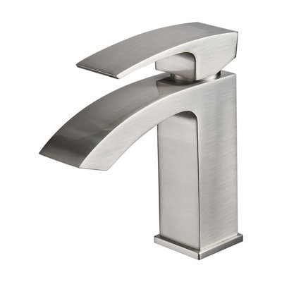 Brushed Nickel Bathroom Sink Faucet, Single Handle & Hole Vanity Basin