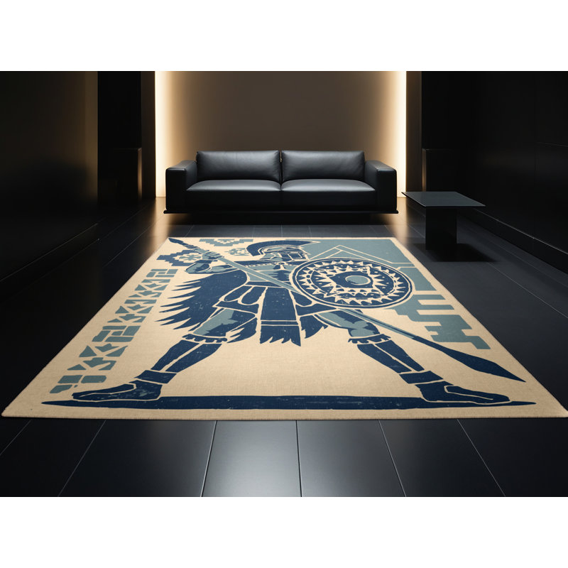 Tapis moelleux moelleux à motif de blocs rustiques Duran Tribal, 4 x 6