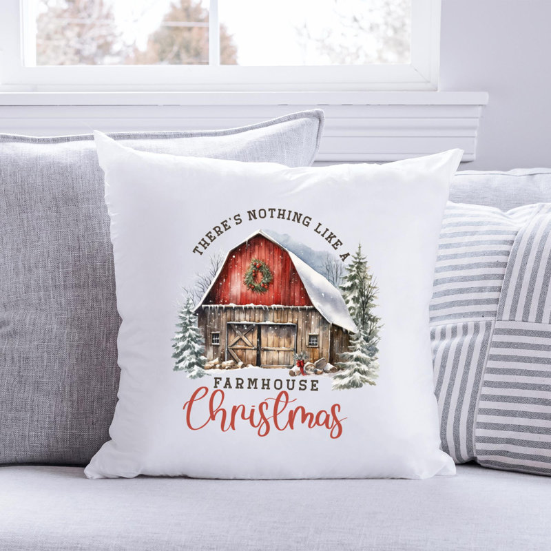 Coussin en polyester Christmas Farm, 16 po x 16 po