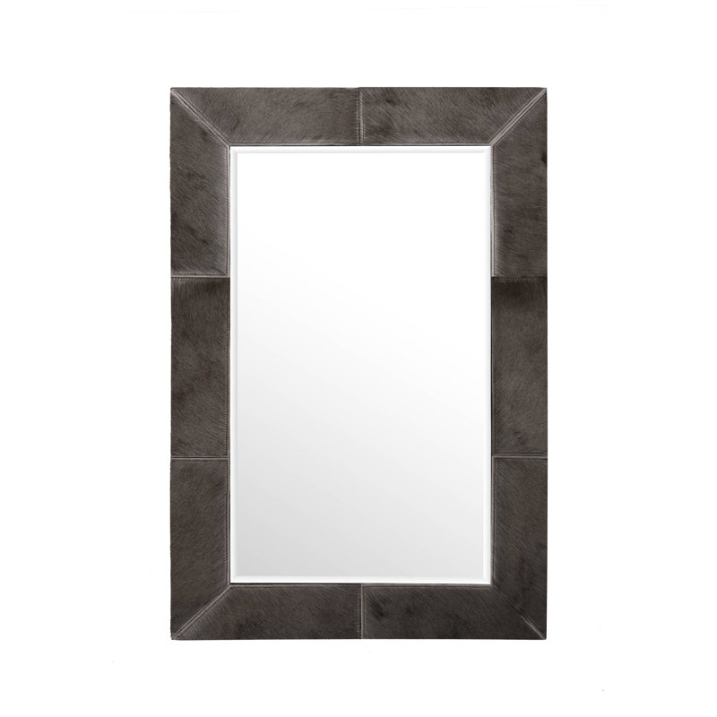 Genuine Leather Accent Mirror, Coffee
