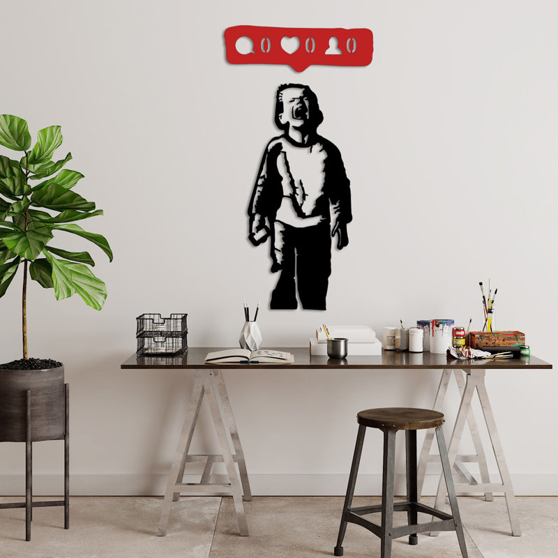 Elegant Decorative Metal Wall Accessory, Black & Red, 21.7 x 6.7 inches | 100% Metal Construction, Thickness: 0.06 inches | Easy Wall Mounting with Back Piece, Lightweight at 4.2 lbs | Perfect for Home Décor & Modern Spaces