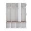 Arbre d'entrée de style campagnard avec 4 crochets cachés, banc polyvalent en noyer avec 8 portes, armoire à chaussures d'entrée avec compartiment ouvert-129768475