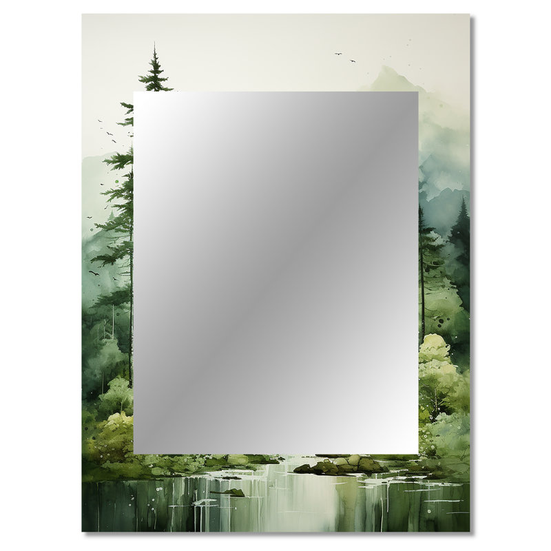 Forest Enigmatic Forest - Forest Decorative Mirror, Traditional Large Wall Mirror, Printed Metal Art, 40" x 30"