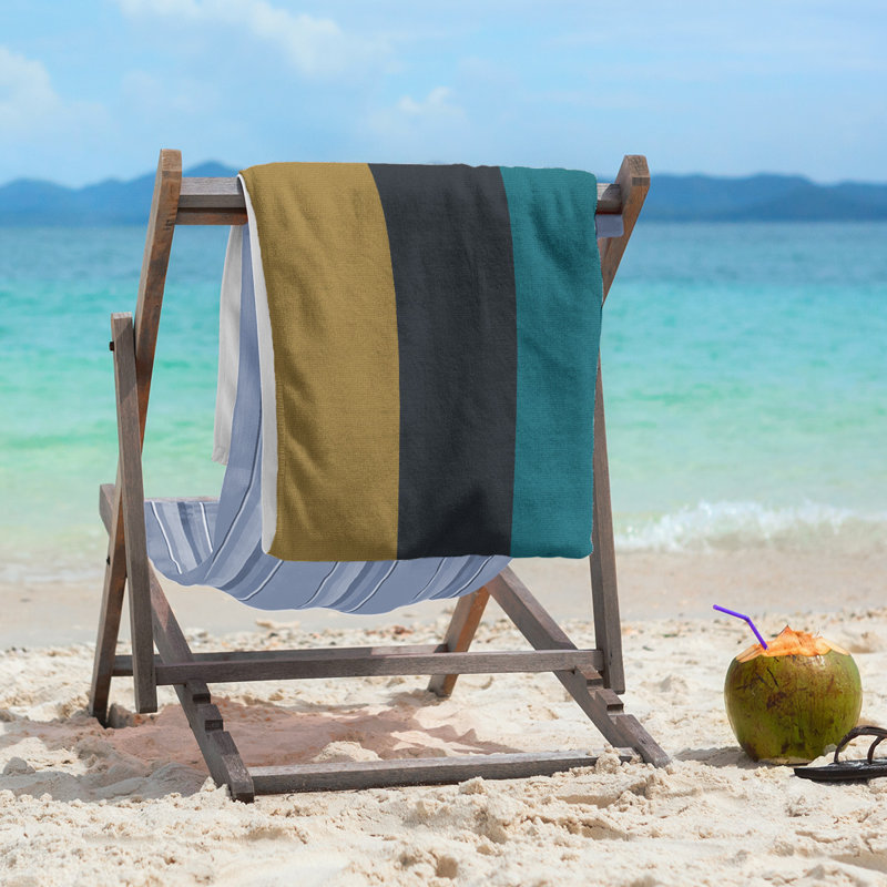 Beach Towel, Black/Teal/Gold