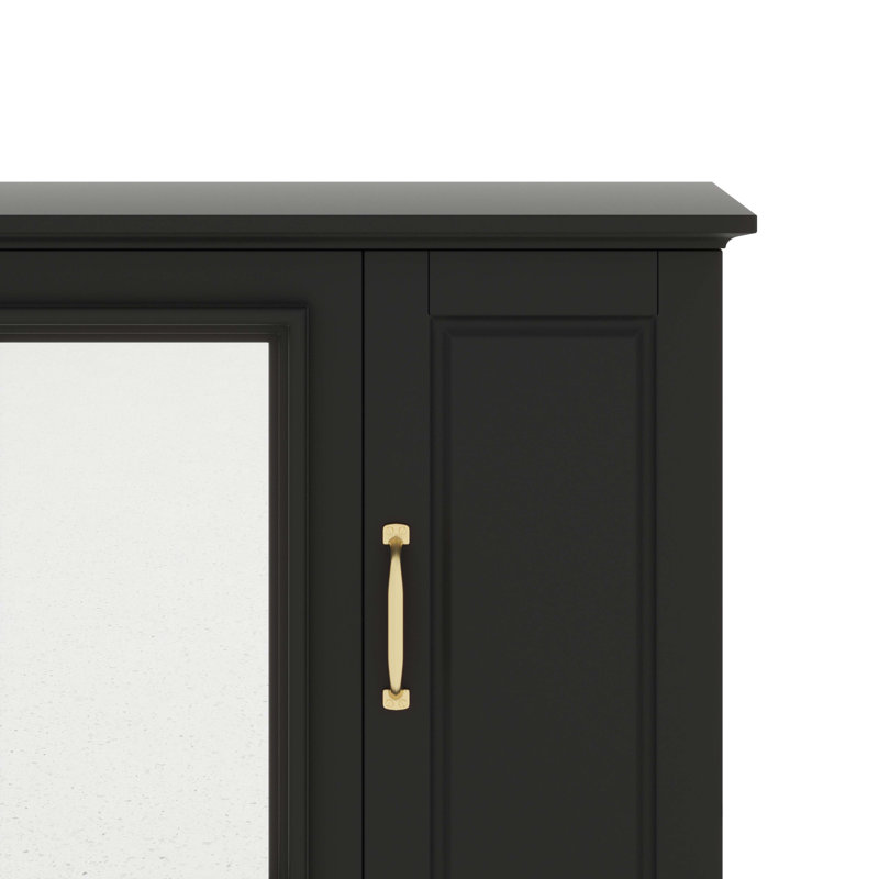 Armoire à pharmacie moderne avec miroir de salle de bain 36 po, fixée au mur avec 3 portes, sans meuble-lavabo, Noir