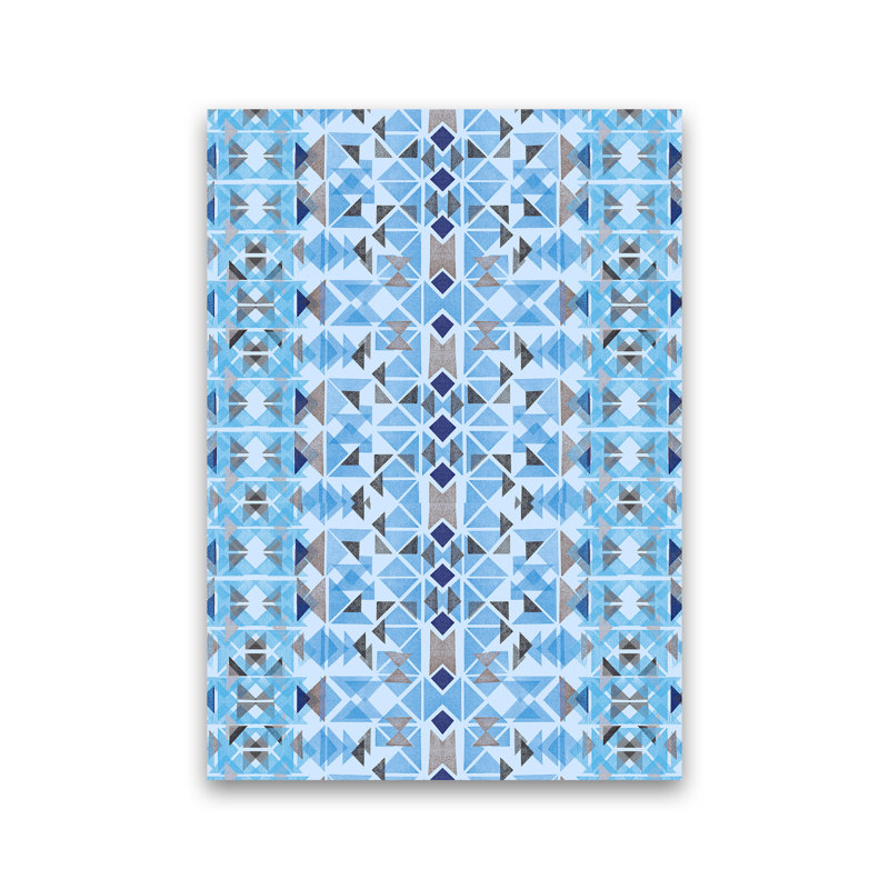 Boho Nomadic Tribal Blue - Print, No Framed, 84cm H x 60cm W x 1cm D