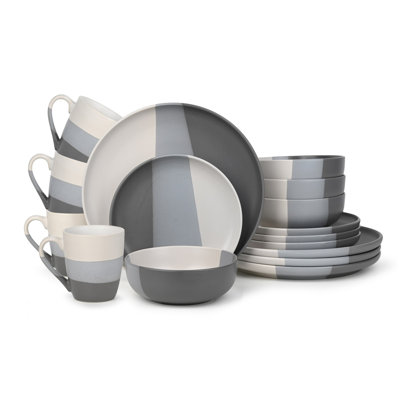 16pc 3tone Dipped Grey Set