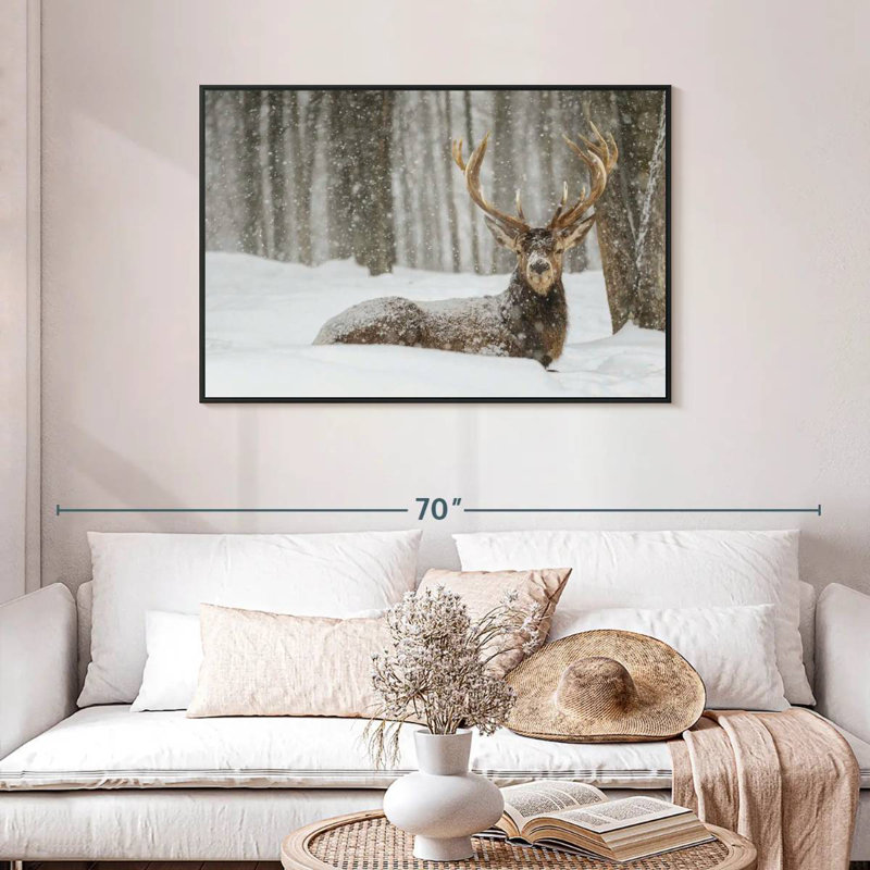Brampt Snow Covered Elk, 29" H x 43" W
