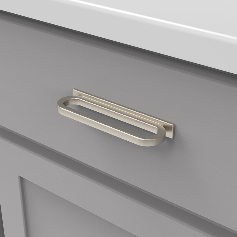 Corsa Collection Designer Pull  - Contemporary Hardware for Drawers & Cabinets, Satin Nickel, 3 3/4"