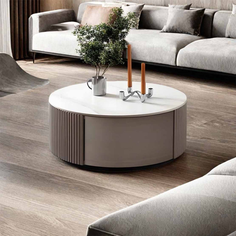 Light luxury rock panel coffee table, Beige
