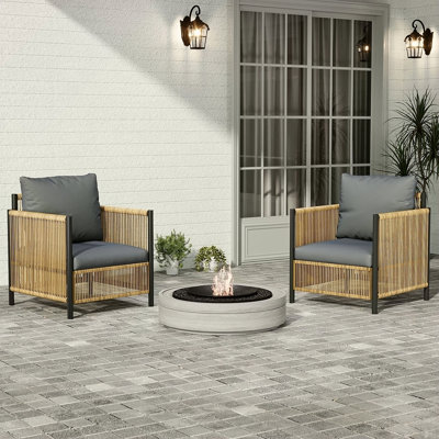 New Comming Outdoor Brown PE Wicker Sofa Set-2 Pieces Single Sofa With Grey Cushion