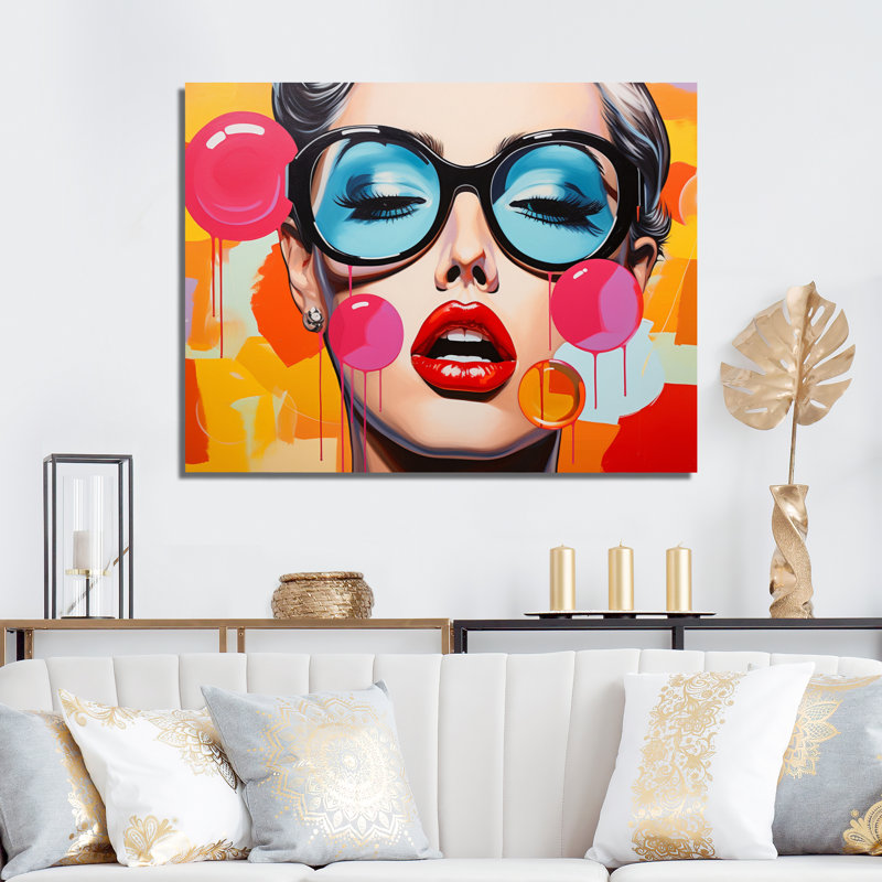 Décoration murale Pop Art Bubble Retro Portrait II - People, H 12 po x l 20 po x P 1 po, Toile tendue