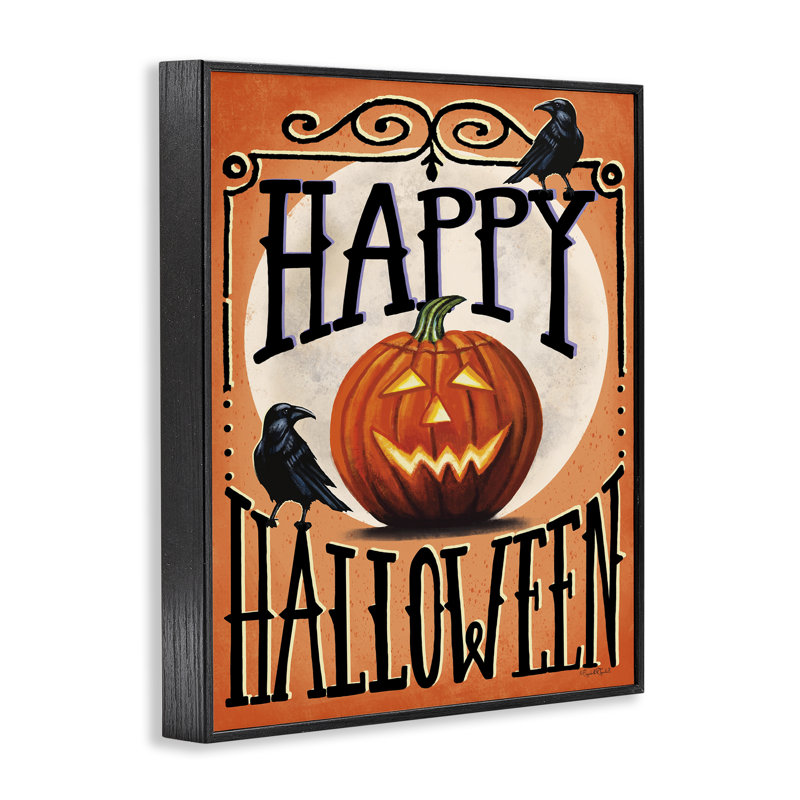 Joyeux Halloween avec des corbeaux, estampe numérique, conception par Elizabeth Tyndall, H 20 po x l 16 po