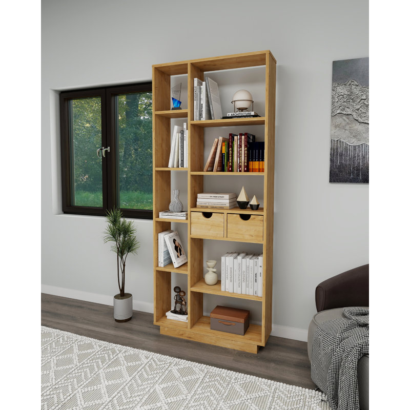 Bookcase With Drawers And Shelves Revna, Brown