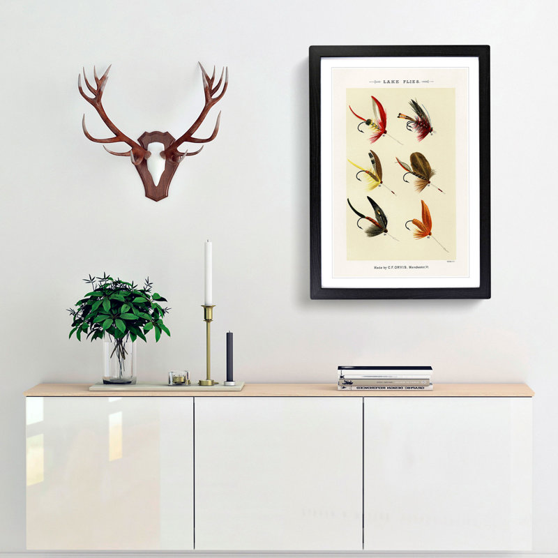 Lake Fishing Flies Version 8 by Mary Orvis Marbury - Picture Frame Painting Print, 50cm H x 35cm W x 2cm D, Black