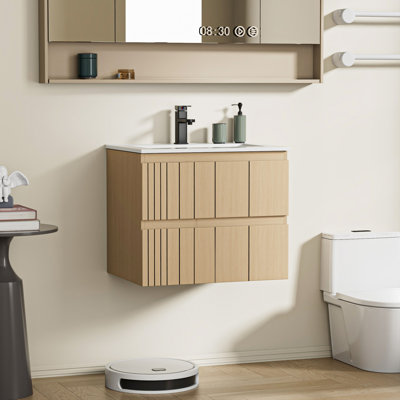 Ensemble de meuble-lavabo mural 24 po avec comptoir d'évier, robinet et bonde, meuble flottant Air Tune