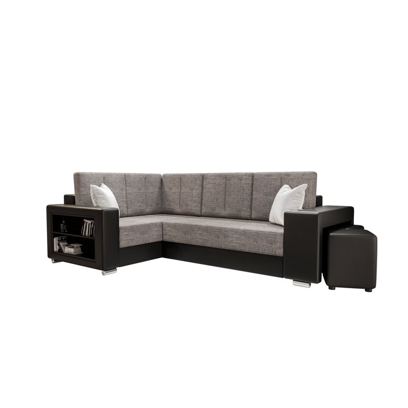 Birck 4 Seater Corner Sofa , Left -sided, Gray/Black - Kornet02 + SiouxBlack