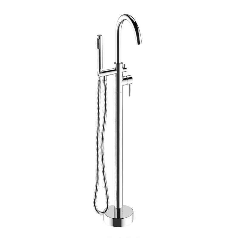 Robinet de baignoire autoportant à poignée simple avec douchette à main Topcraft, Chrome chrome