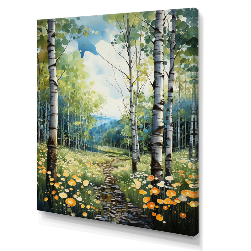 «Forest Silent Symphony Pointillism I», art mural sur toile à motif floral, H 20 po x l 12 po x P 1 po, Toile tendue